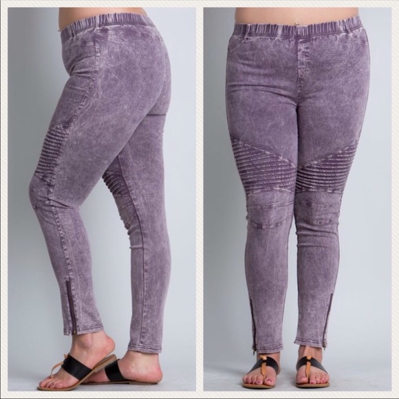 LILAC PANTS WITH ZIP ANKLE DETAIL - Picture 2 of 3